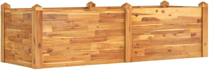 Wood Garden Raised Bed Outdoor Wood Planter Boxes for Vegetables Herbs Flowers and Fruits 6.7x23.6x17.3 Solid Wood Acacia