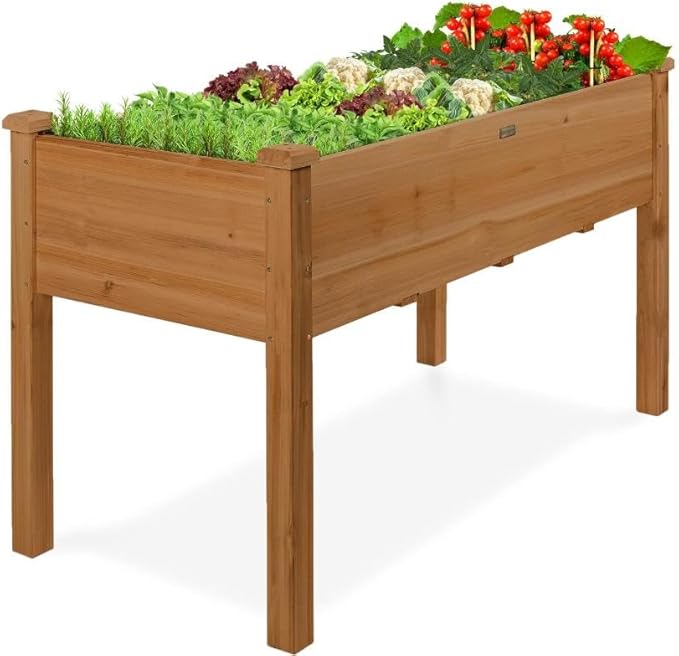 47x 30x 22Raised Garden Bed with Leg &amp Hooks for Outdoor Growing Vegetables and Herbs 4 x 2.5 x 1.8 Ft Elevated Wood Planter Box Stand Planter Raised Bed with Non-Woven Liner for Backyard Pa