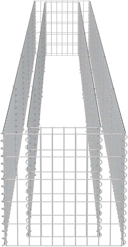 Gabion Raised Bed Galvanized Steel Gabion Planter Raised Bed Wire Fencing Patio Flower Plant Basket Rock Stone Fill Mesh Fence 177.2x19.7x19.7-346