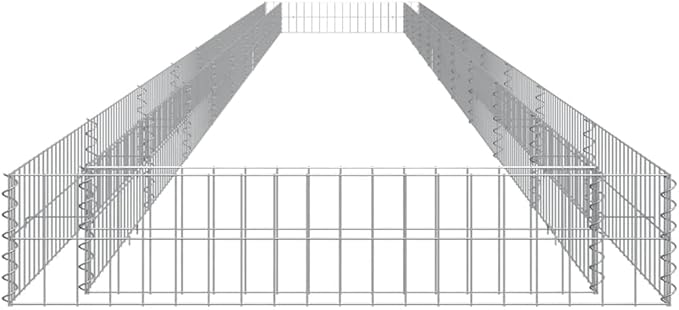vidaXL Galvanized Steel Gabion Raised Bed - Large Rectangular Silver Planter for Garden or Patio - Durable Weather- Construction - DIY Assembly Required