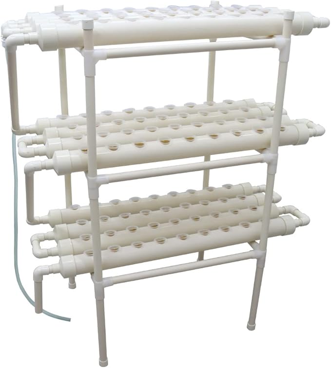 Hydroponic Grow Kit Hydroponics Growing System 108 Sites 12 Food-Grade PVC-U Pipes 3-Layers 4-Row Indoor Planting Kit with 110V Water Pump Timer for Growing Vegetables Flowers Plants