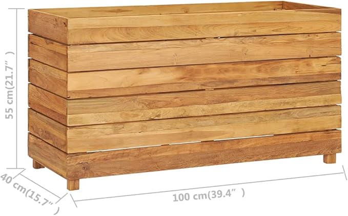 Raised Bed 39.3x15.7x21.6 Recycled Teak and Steel rWeight-35 lbs