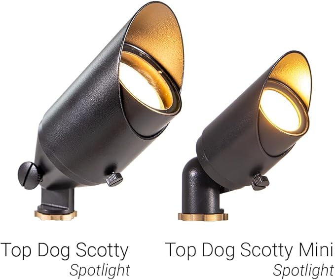 VOLT Top Dog Scotty 12V Cast Brass Mini Outdoor Spotlight (Black) for Low Voltage Landscape Lighting of Yard Lawn Garden Patio Trees &amp House