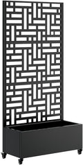 Heavy-Duty Metal Planter Box with Built-in Trellis for Climbing Plants Vegetables and Vines – Rust-Resistant Raised Garden Bed with Drainage and Mobility Features (Black-2)
