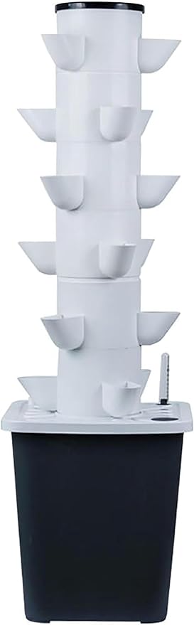 Hydroponic Tower Growing sytem Indoor hydroponic Grow System Vertical Grow Tower 6 Layer 18 Plants Sites with Pump and Movable Water Tank Adapter Seeding Bed Net Pots
