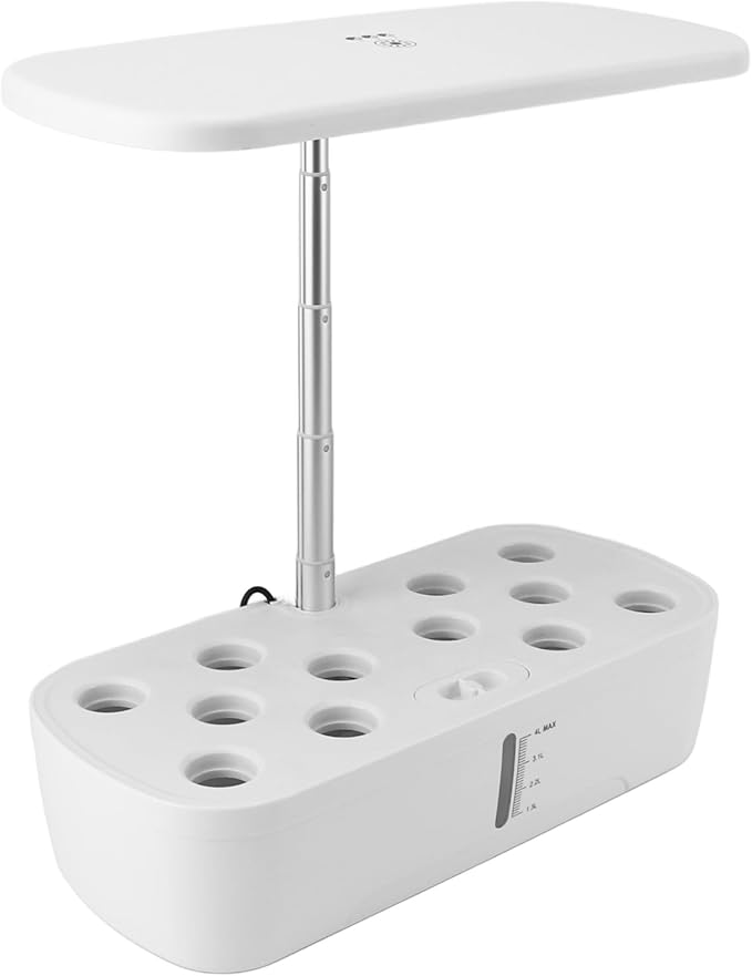 Hydroponics Growing System 12 Pods with LED Grow Light for Indoor Garden Planter Soilless Kit for Veggie Lettuce (White)