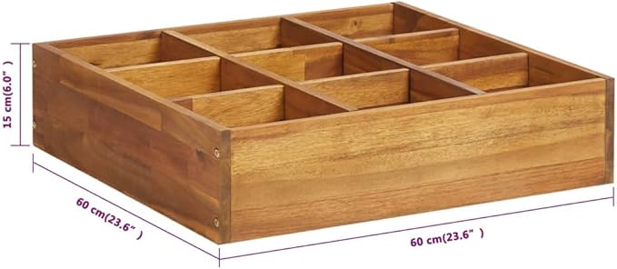 Herb Garden Raised Bed Brown Acacia Wood Medium Welded Wire Bedding for Fencing Walls Solid Landscape - 23.6x23.6 in