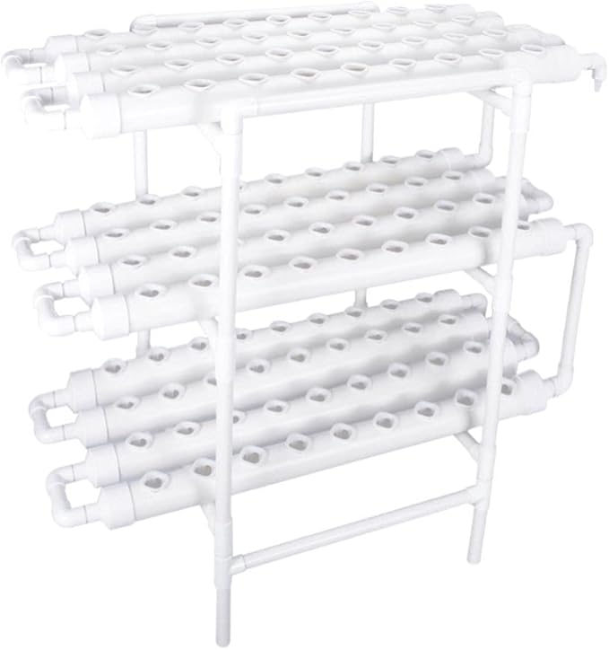 Hydroponics Growing System Kit108 Plant Sites 3 Layers Food-Grade PVC-U Pipes Hydroponic Grow Kit Gardening System with Water Pump TimerNet Pots and Sponge for VegetablesFruitsHerb