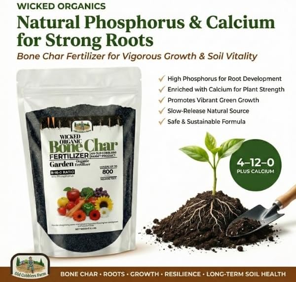 Old Cobblers Farm™ Wicked Organics Bone Char – Balanced Nutrition for Blueberries &amp Acid-Loving Plants – Supports Strong Roots Blooms &amp Fruit Production (5 lbs | 10 lbs | 15 lbs | 20 lbs) (5l