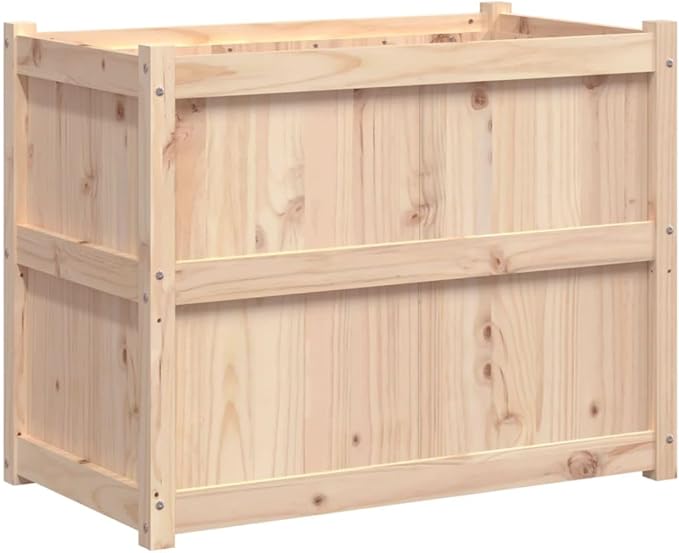 Garden Planter Natural Solid Pine Wood 35.4x19.7x27.6 Inch Raised Garden Bed Rectangular Outdoor Planter Box for Patio Balcony Herbs Flowers