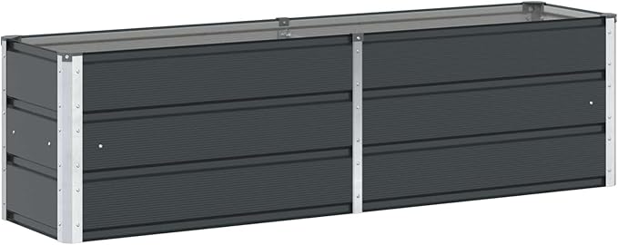 Outdoor Metal Raised Garden Bed Steel Planter Box for Gardening Vegetables Fruits Flowers Easy Assembly 62.99 x 15.75 x 17.72 in Anthracite -581