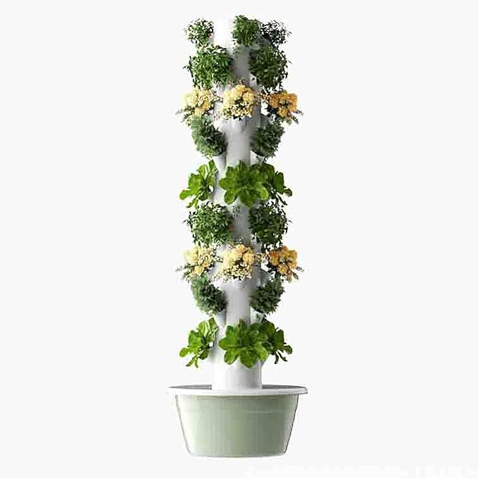 Vertical Hydroponics Growing SystemIndoor Outdoor Self-Watering Hydroponic Tower Garden Planter Tower with Pump for Herbs Fruits and Vegetables