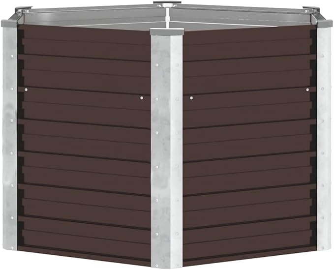 Galvanized Steel Garden Raised Bed Kit Outdoor Planter Raised Garden Boxes Metal Raised Garden Beds for Vegetables Herbs Flowers Brown 50.8x50.8x30.3-1121