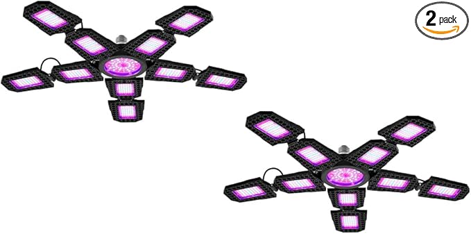 2Pcs 400W Full Spectrum LED Indoor Vegetable Hydroponic Plant Light 110V Foldable Panels Greenhouse Tent Seeds Cultivate Lighting 100-277V Fruit Flowers Cactus Potted Moss Succulent Planting Lamp