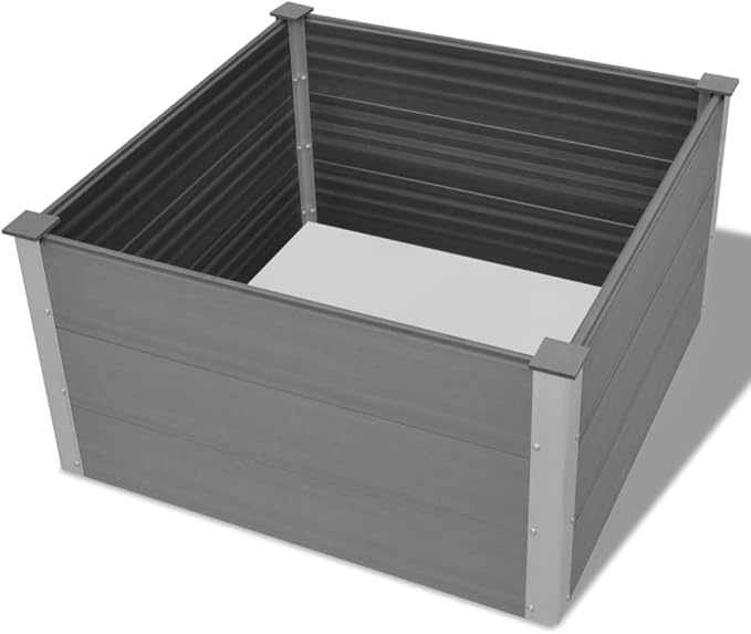 Garden Raised PlanterGarden BedGalvanized Raised Garden BedPlanter Raised bedsGalvanized PlanterBed WPC 39.4x39.4x21.3 Gray