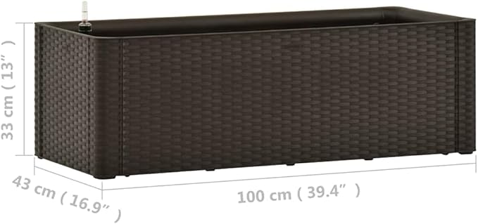 Raised Garden Bed Mocha Polypropylene Large UV-Resistant Self-Watering Planter Box 39.4x39.4x13.0 Inch Basketweave Design for Outdoor Plants