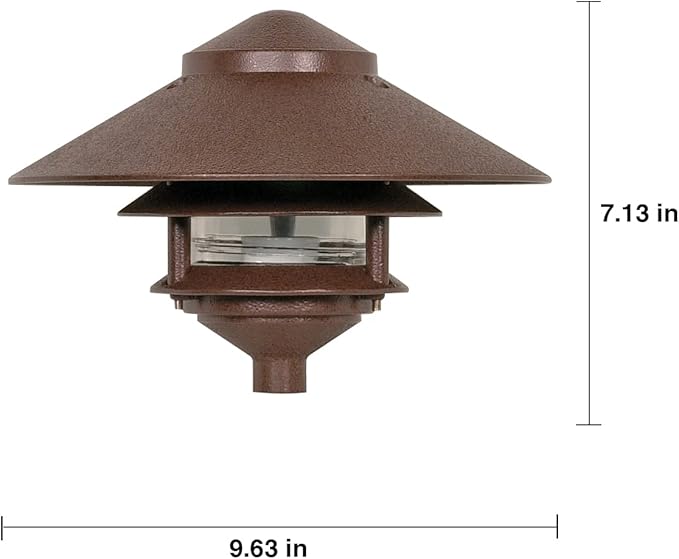 NUVO SF76/635 One 2 Louver Hood Outdoor Pagoda Landscape Pathway Light 2 Tier-Large Old Bronze