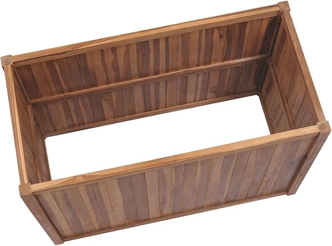 Wooden Garden Raised Bed Outdoor Garden Bed Planter Box Outdoor Raised Bed for Plants Vegetables Herbs and Flowers 39.4x19.7x19.7 Solid Wood Teak-586