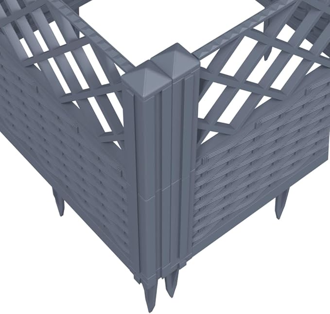 Garden Planter Modular Medium Grey Polypropylene Patio Basketweave Welded Steel | Fence and Raised Bed Landscape | Galvanized