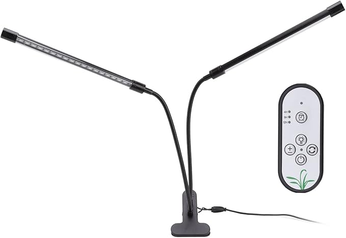 Plant Grow Light Dimmable Dual Head Clip On LED Lamp 30W Full USB Powered - Adjustable Brightness Timing Functions Indoor Gardening