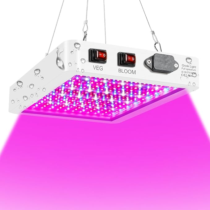 300W Equivalent LED Plant Grow Light 100-277V Full Spectrum Lamp Veg/Bloom 2Modes Dimmable Indoor Greenhouse Tent Hydroponic Lighting for Seed Flower Garden Yard Hanging Mounting Planting Fill Lamps