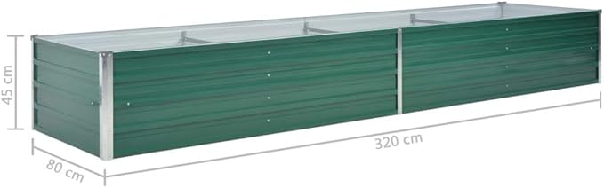 Garden Raised Bed Galvanized Steel 126x31.5x17.7 Green