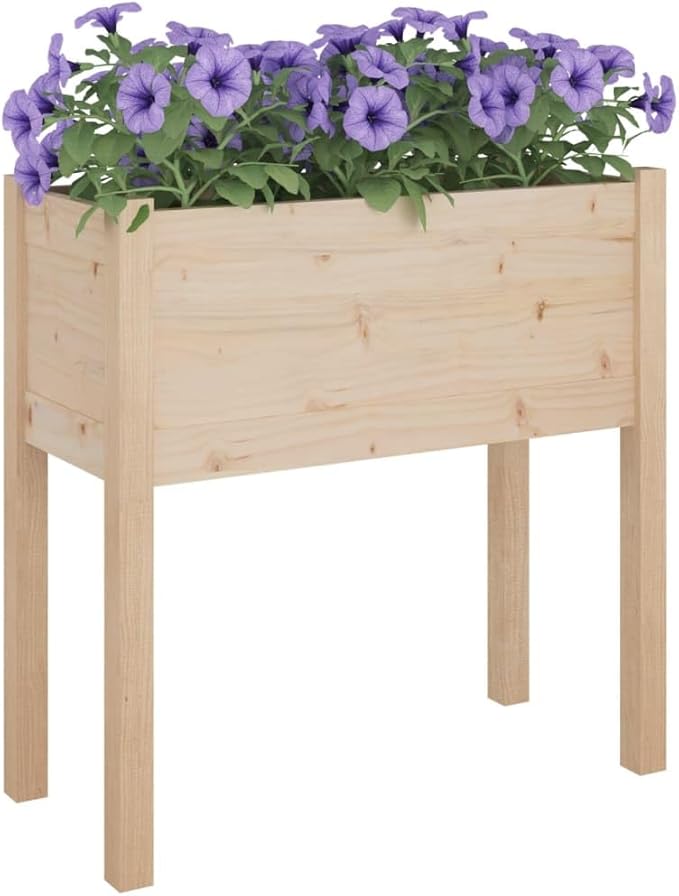 Garden Planter Set Natural Wood 2 Piece Pinewood Rectangular Welded Galvanized Steel Grid for Patio Landscape Walls Garden Bed Raised - vidaXL