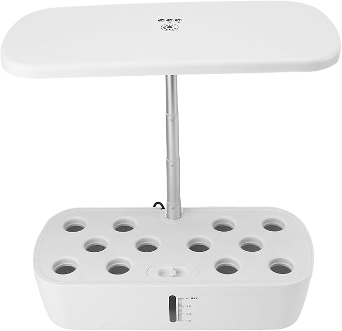 Hydroponics Growing System 12 Pods with LED Grow Light for Indoor Garden Planter Soilless Kit for Veggie Lettuce (White)