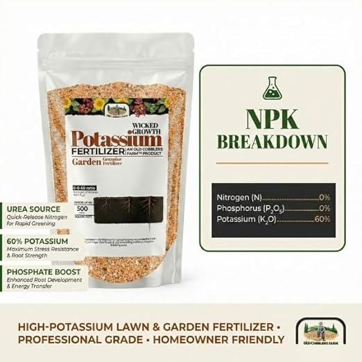 Old Cobblers Farm™ Wicked Growth Potassium Fertilizer - Strengthens Roots Boosts Resilience &amp Promotes Lush Growth (5 lbs | 10 lbs | 15 lbs | 20 lbs) (20lbs)