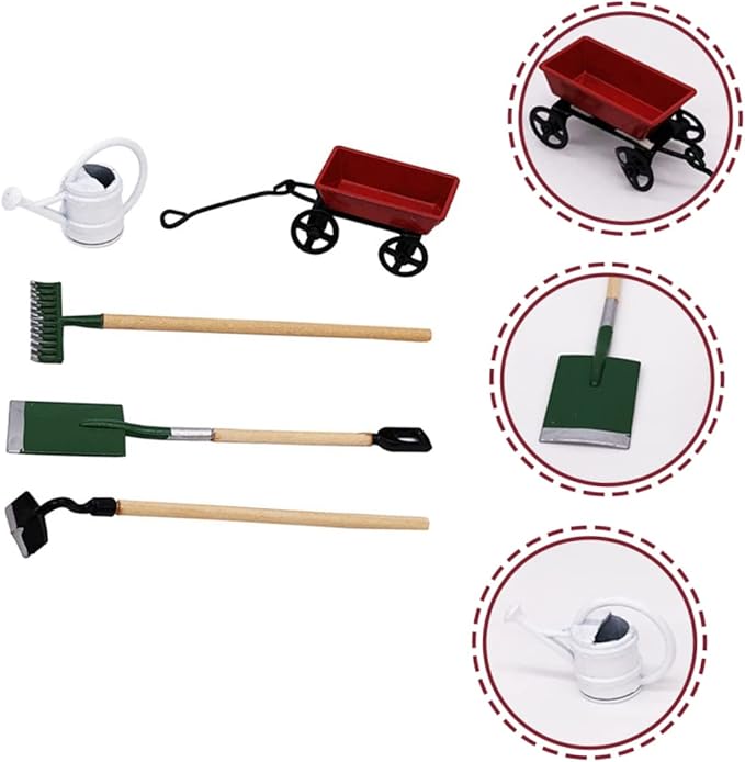 2 Sets Miniature Gardening Tool for Dollhouse Accessories Micro Garden Decor for DIY Lovers Create Lifelike Mini House Scenes