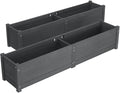 2pcs Wooden Garden Planter Box Outdoor Raised Garden Bed Garden Yard Wood Box for Vegetables Flowers Herbs and Succulents Gray 59.1x12.2x12.2 Solid Wood Pine