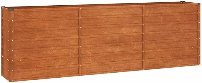 Large Garden Raised Bed Rusty Corten Steel Planter Box for Outdoor Plants Durable Rectangular Raised Garden Bed 94.5 x 94.5 x 30.3 Inch Weather-Resistant