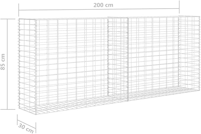 Gabion Basket Galvanized Steel 33.5x11.8x78.7 Gabion Raised Bed Gabion Cages Basket Steel Woven Gabion Net for Backyard Garden -AA