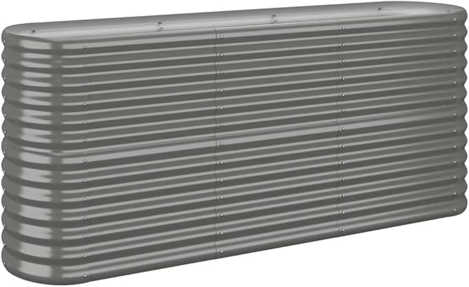 SKM Garden Raised Bed Grey Powder-Coated Steel Large DurableGrey (Weight 16.49KG)