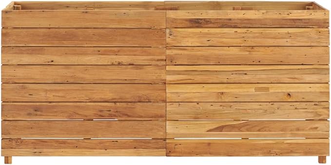 YAFF Raised Bed 59.1x15.7x28.3 Recycled Teak and Steel (68.53lbs)