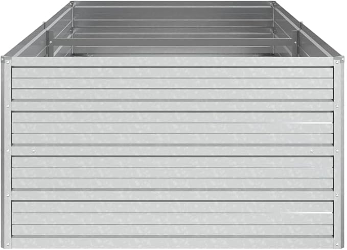 Garden Raised Bed Silver Galvanized Steel 63x63x17.7 Inch Large Rectangular Outdoor Planter Box for Vegetables Herbs Flowers Patio Terrace