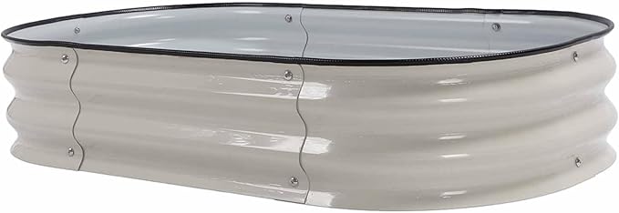 Zerodis Raised Garden Bed Kit for Vegetables Flower Raised Planter Bed 304 Stainless Steel Stable Open Base Wide Application (Ivory White)
