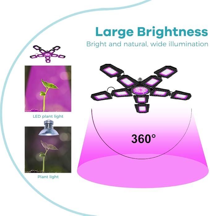 4PCS 300W Deformable LED Full Spectrum Sunlight Planting Grow Lamp 2835 DiodesIndoor Plants Seedling Veg/Bloom Growth Lights E26/E27 All-Stage Seed Grow Light 110V Flower Blooming Cabinet Lighting