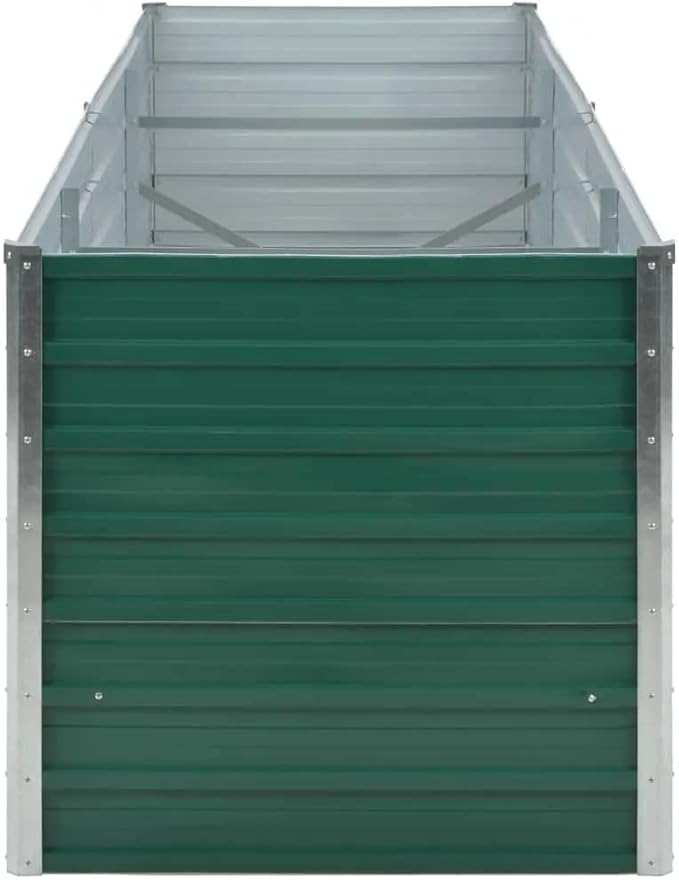 Garden Raised Bed Galvanized Steel 94.5x31.5x31.3 Green