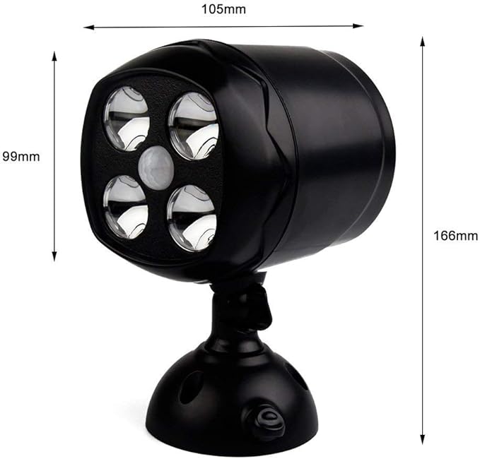 cjc Outdoor Motion Light Motion Sensor Spotlight Wireless Battery Operated Weatherproof Wall LightLighting for Patio Garden Garage Pathway-16W 600 Lumens 4 LED Security Lights (4 Pack)