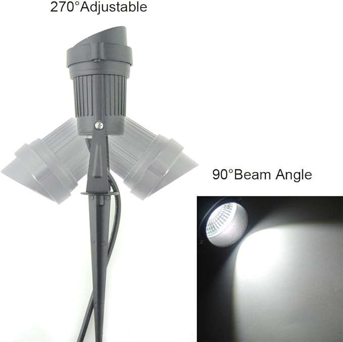 QUANS 6 Pack 5W Cool White 12V 24V DC AC Low Voltage Outdoor Landscape Spotlight LED Light Wall Mount Fixture Waterproof Stake Spike Stand for Pathway Lawn Garden Yard Tree Lighting 12V 24V No Plug