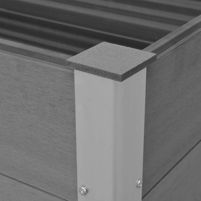 Modern Design Garden Raised Bed Wood Look Planter Box for Gardening Vegetables Fruits Flowers Gray Wood-Plastic Composite 59.1x19.7x21.3-464