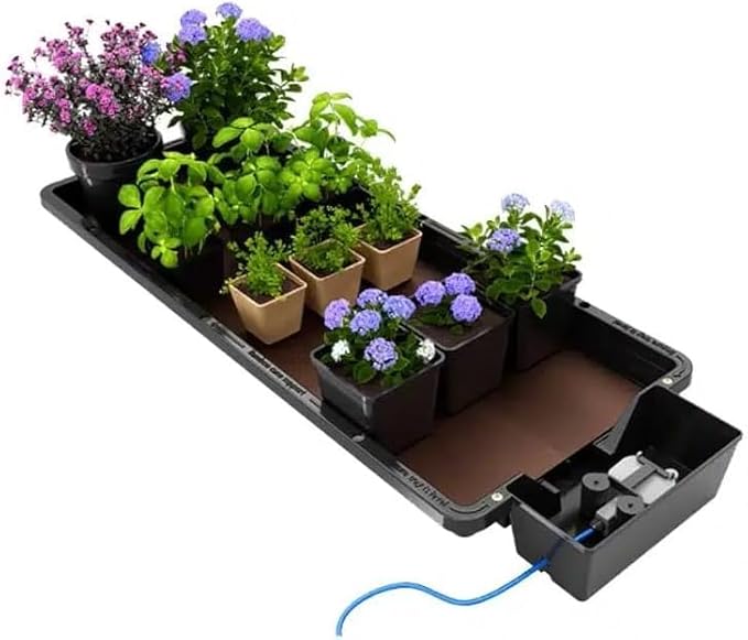 Happy Hydro Tray2Grow System - Standard Tray2Grow with No Tank - Self-Watering Gravity-Fed Hydroponic Indoor System Black