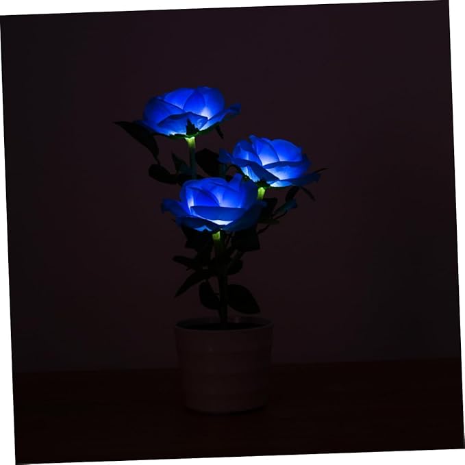 Happyyami Solar Led Rose Flower Lights Lights Artificial Rose Pot Nightlight for Decoration for Home Office and Events