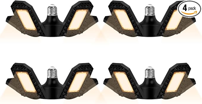 4Pack 400W Sunlight Spectrum Plant Growth Lights 210pcs LEDs E26/E27 Base LED Greenhouse Hydroponic Lamps Foldable Design for Multi-Scene Use Efficient Supplement Light for Hydroponic Setups US Plug