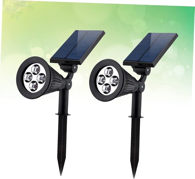 VILLCASE 2 Pcs Waterproof Solar Spotlights 4 LEDs RGB Landscape Lamp for Outdoor Lawn and Garden Solar Powered Ground Plug Light for Pathway and Patio