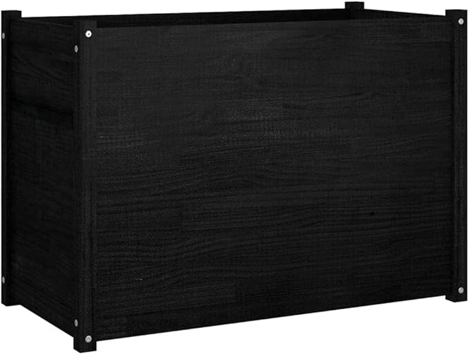 Large Black Solid Pinewood Outdoor Garden Planter Rectangular Raised Garden Bed for Flowers Herbs Weather-Resistant 39.4x19.7x27.6 Inch
