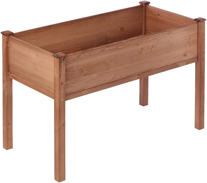 Sturdy Elevated Garden Bed with Legs for Easy Access Growing of Vegetables Herbs Flowers and Fruits Outdoors (Planter 48 * 24 * 30'' Brown)