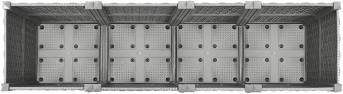 Large 63 x 63 x 14.9 in Light Grey Raised Planter Box UV-Resistant Polypropylene Garden Bed with Basketweave Texture Modern Outdoor Flower &amp Herb Container for Patio Balcony