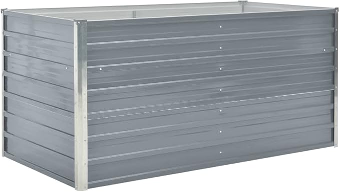 Raised Garden BedFlowerpotsPlantersRaised Garden PlanterRaised Planter Boxfor Indoor Outdoor VegetablesFruitsPotatoFlowers63x31.5x30.3 Galvanised Steel Gray